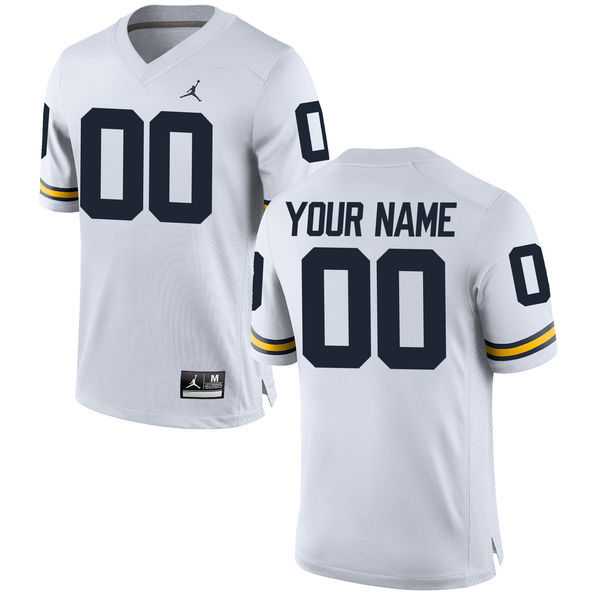 Men%27s Michigan Wolverines Customized Brand Jordan White Stitched College Football 2016 NCAA Jersey